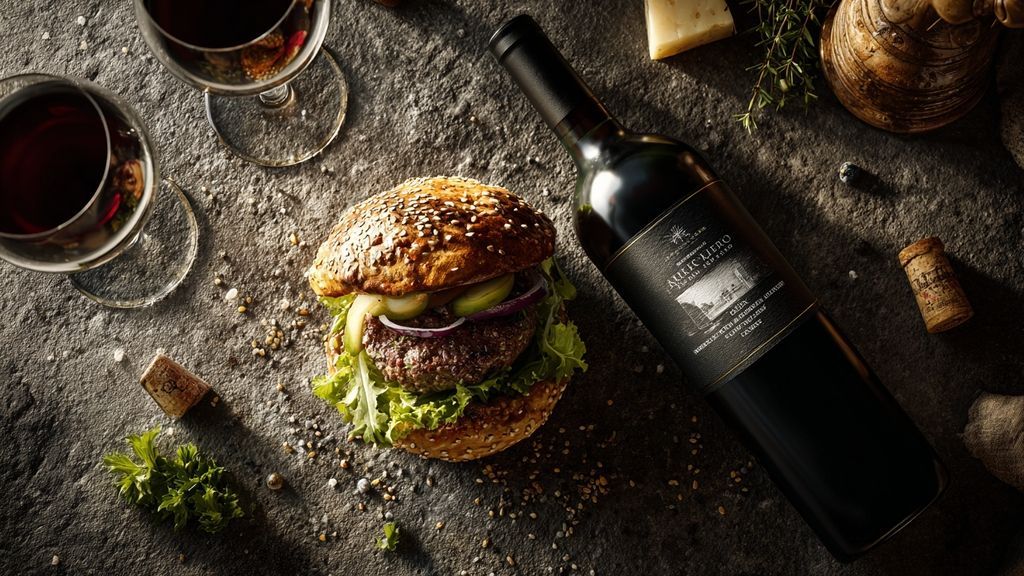 Burger classique au boeuf : le vin rouge de Bordeaux